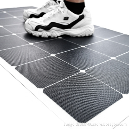 Walkable Custom 60W-200W Sunpower Flexible Solar Panel - 24.4% Efficiency ETFE Anti-Slip RV Van Boat Module